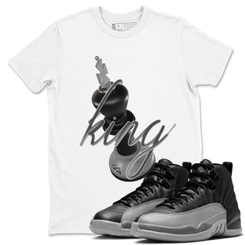 12s Black Wolf Grey shirts to match jordans 3D King sneaker match tees Air Jordan 12 Barons match shoes to clothes SNRT Sneaker Tees unisex cotton White 1 shirts