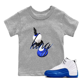 12s Blueberry shirts to match jordans 3D King best t shirts to wear with jordans AJ12 White and Game Royal match shoes to clothes SNRT Sneaker Tees Youth Baby Heather Grey 1 tee