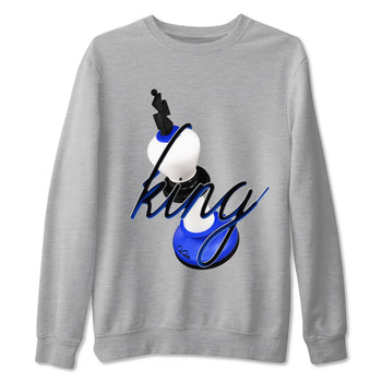 12s Blueberry shirts to match jordans 3D King best t shirts to wear with jordans AJ12 White and Game Royal match shoes to clothes SNRT Sneaker Tees unisex cotton Heather Grey 2 shirts