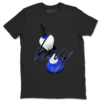 12s Blueberry shirts to match jordans 3D King best t shirts to wear with jordans AJ12 White and Game Royal match shoes to clothes SNRT Sneaker Tees unisex cotton Black 2 shirts