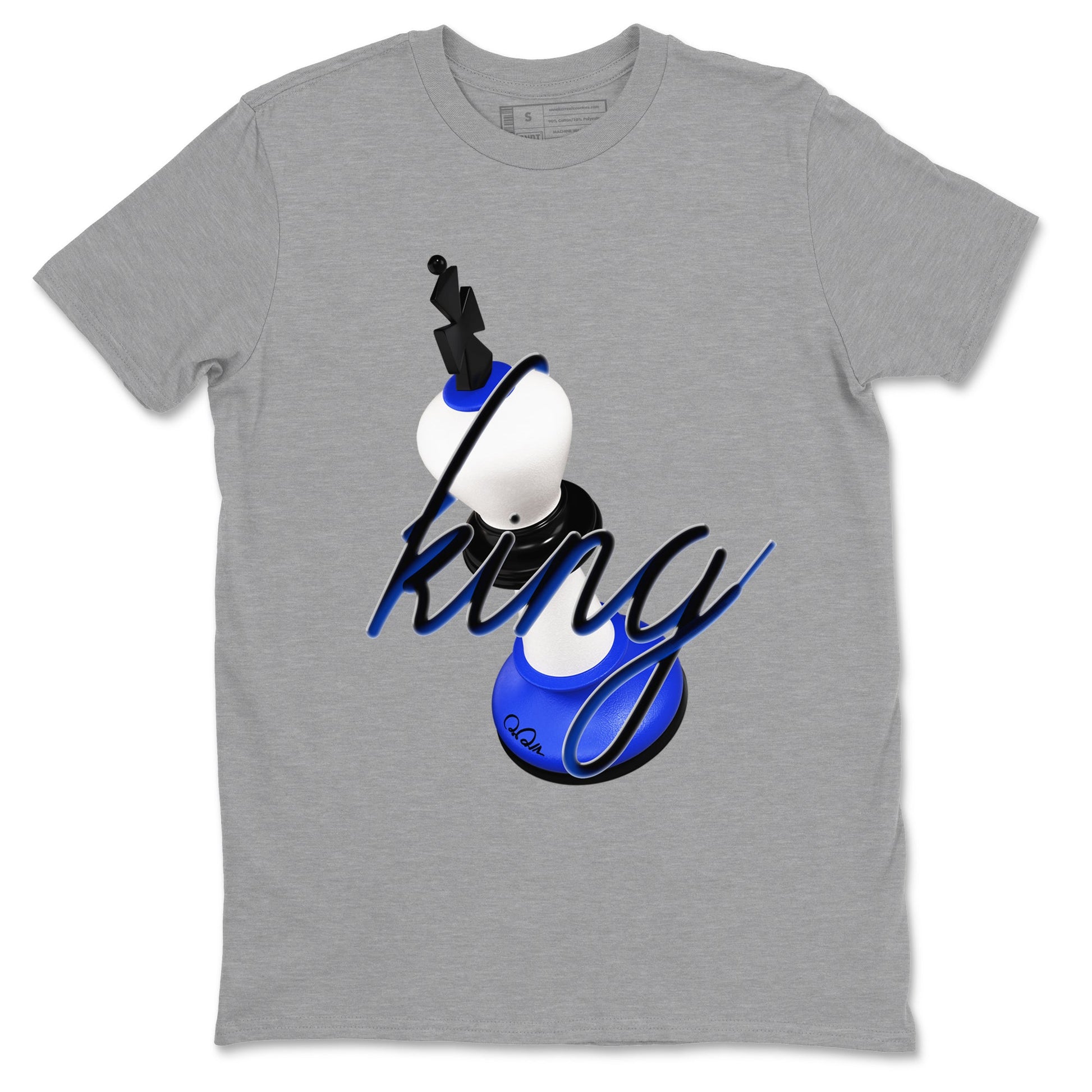 12s Blueberry shirts to match jordans 3D King best t shirts to wear with jordans AJ12 White and Game Royal match shoes to clothes SNRT Sneaker Tees unisex cotton Heather Grey 2 shirts