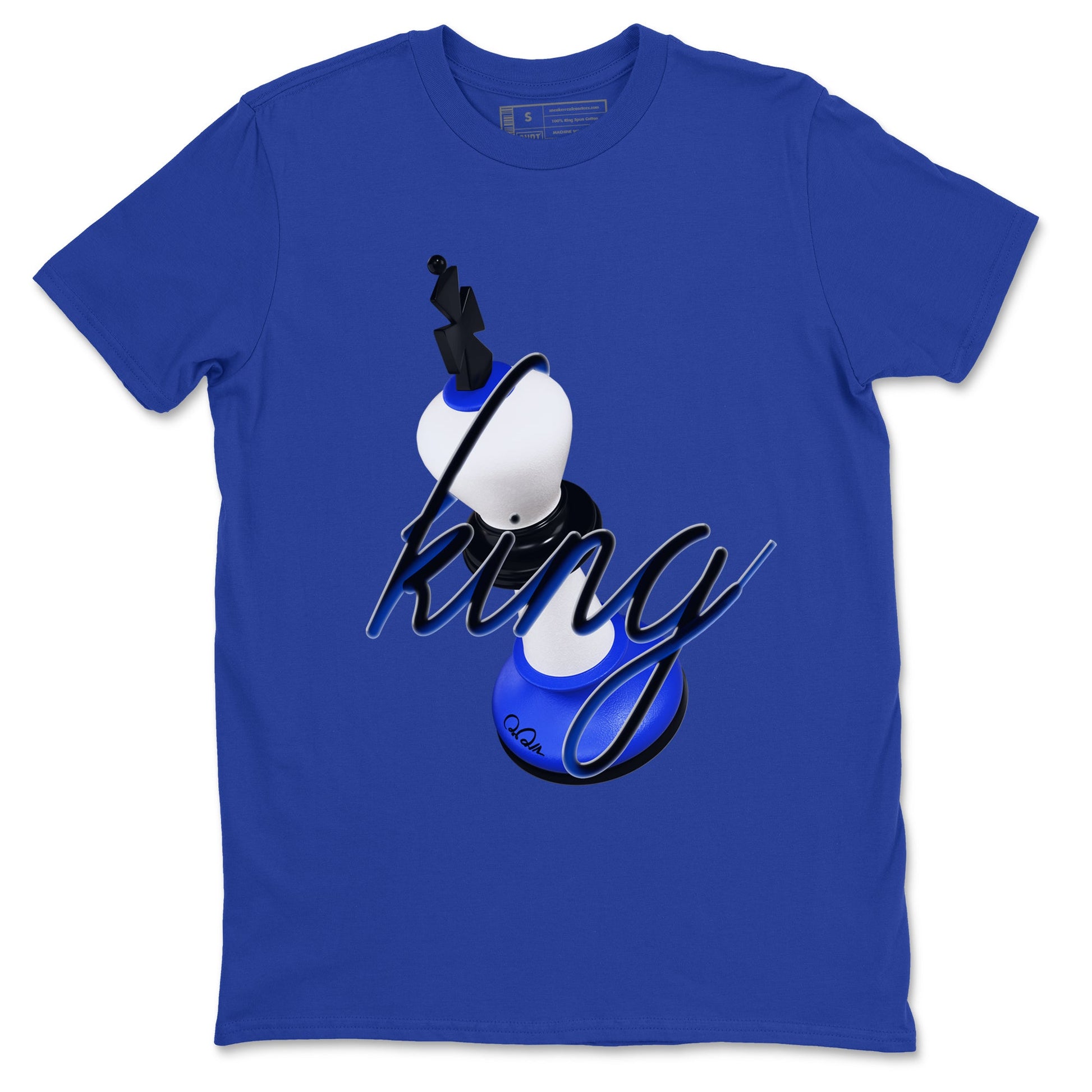 12s Blueberry shirts to match jordans 3D King best t shirts to wear with jordans AJ12 White and Game Royal match shoes to clothes SNRT Sneaker Tees unisex cotton Royal Blue 2 shirts