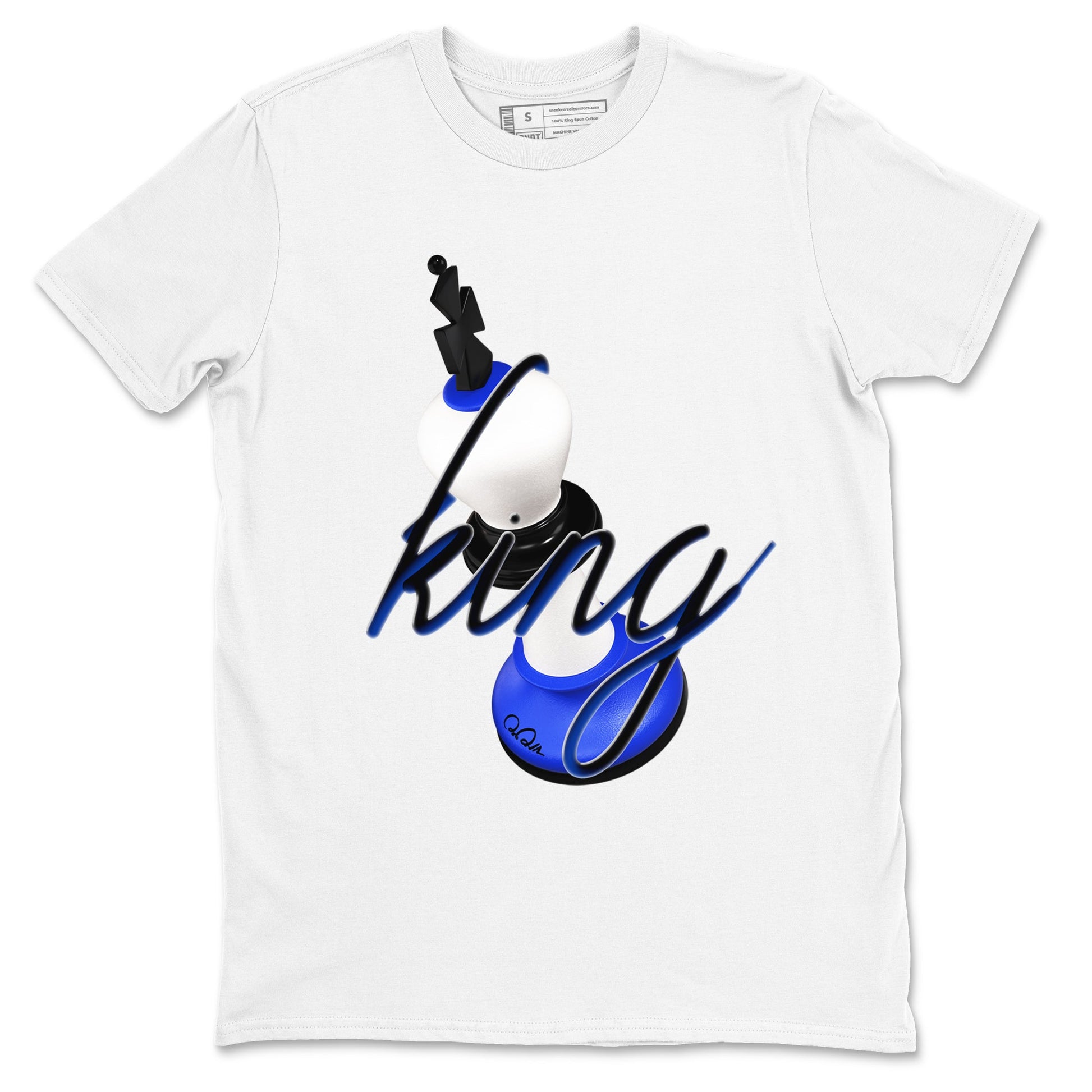 12s Blueberry shirts to match jordans 3D King best t shirts to wear with jordans AJ12 White and Game Royal match shoes to clothes SNRT Sneaker Tees unisex cotton White 2 shirts