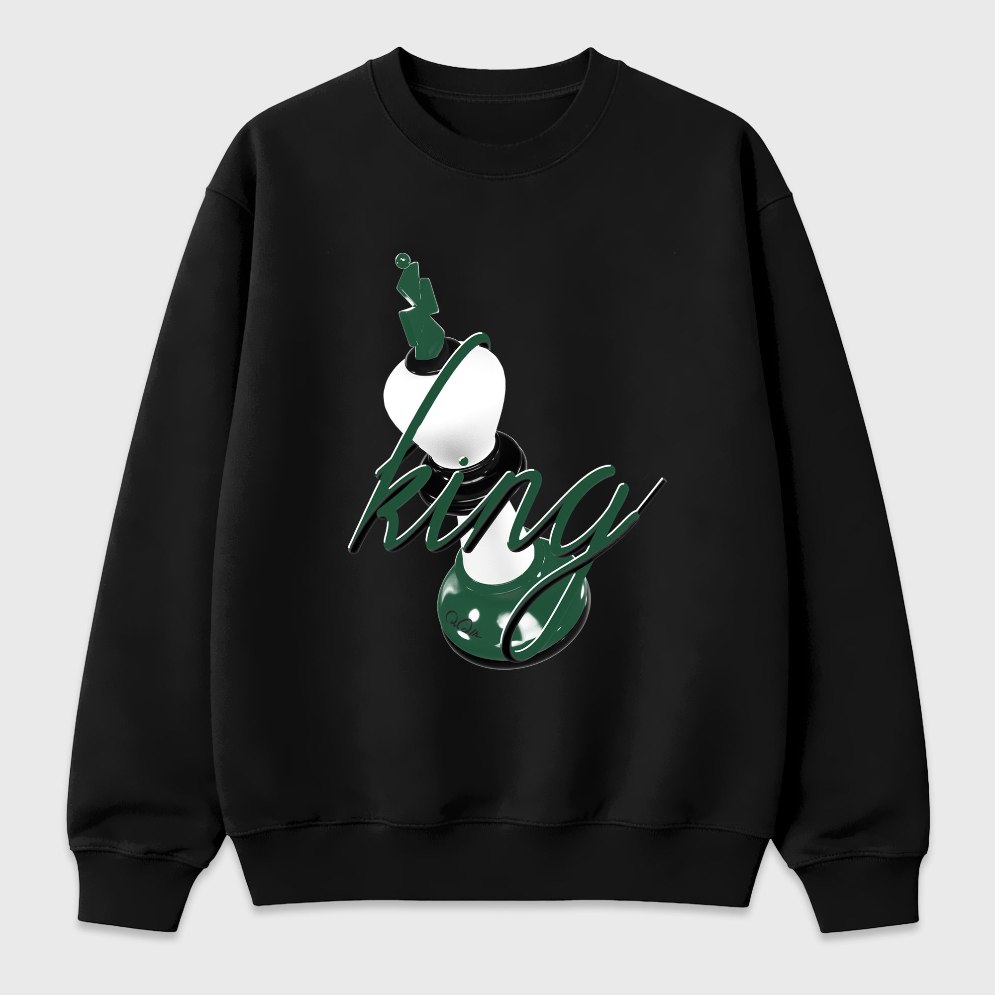 3D King Graphic T-Shirt featuring original streetwear artwork designed to match the Air Jordan 12 Summit Green. Black 2 Graphic Tee.