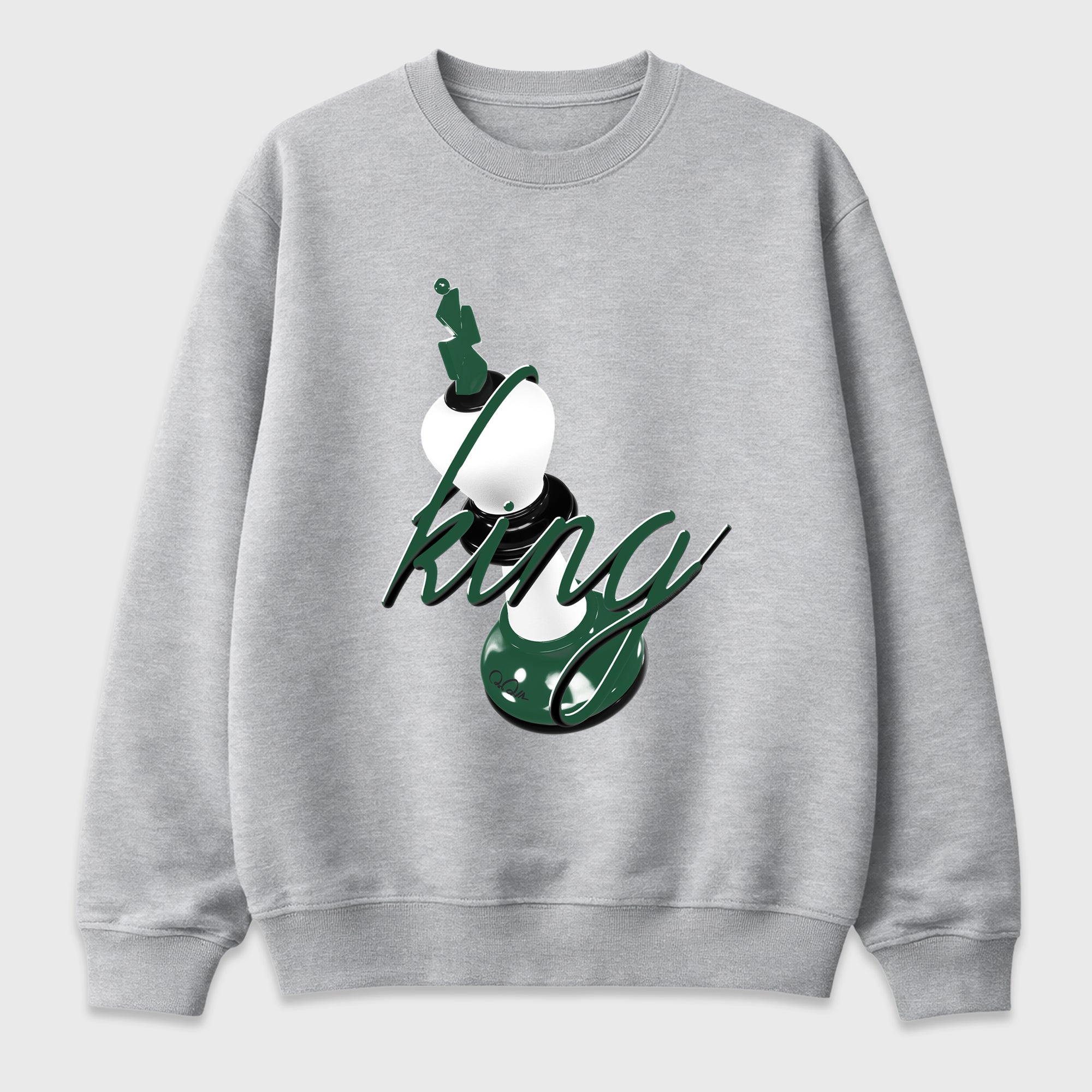 3D King Graphic T-Shirt featuring original streetwear artwork designed to match the Air Jordan 12 Summit Green. Heather Grey 2 Graphic Tee.