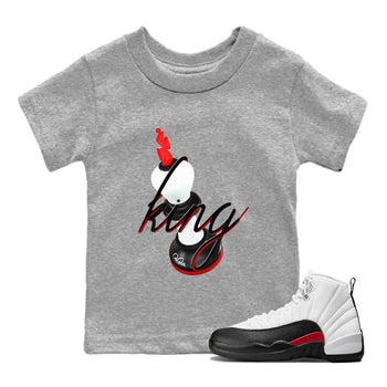 12s Taxi Flip shirts to match jordans 3D King sneaker match tees Air Jordan 12 Taxi Flip SNRT Sneaker Tees streetwear brand Baby and Youth Heather Grey 1 cotton tee