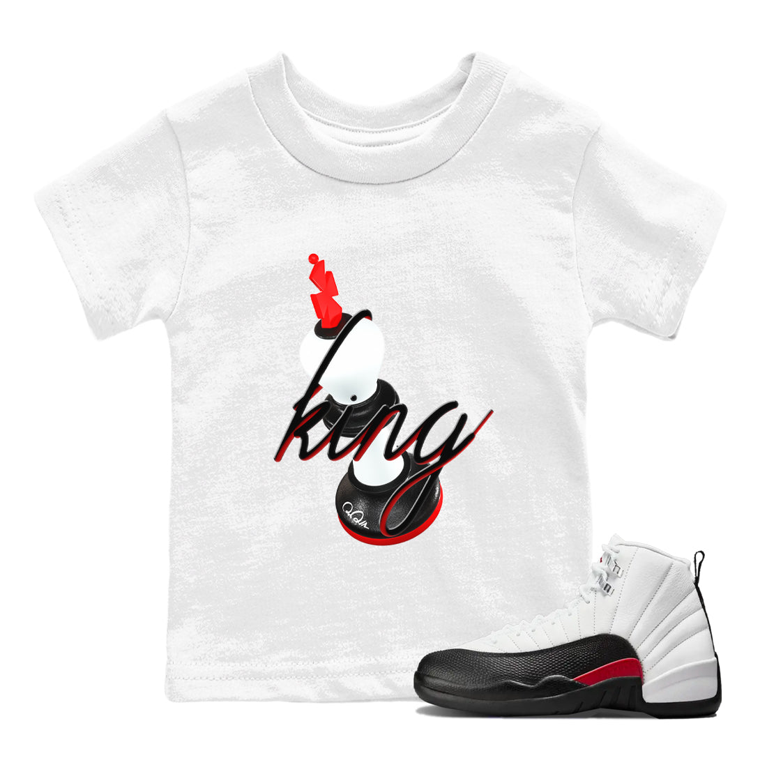 12s Taxi Flip shirts to match jordans 3D King sneaker match tees Air Jordan 12 Taxi Flip SNRT Sneaker Tees streetwear brand Baby and Youth White 1 cotton tee
