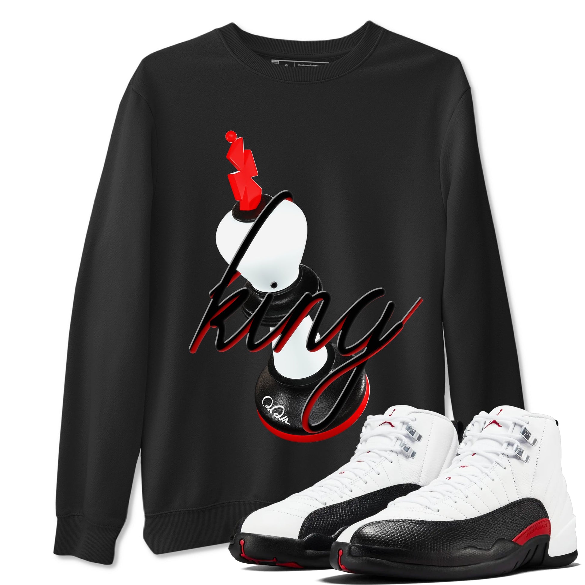 12s Taxi Flip shirts to match jordans 3D King sneaker match tees Air Jordan 12 Taxi Flip SNRT Sneaker Tees streetwear brand Black 1 unisex cotton tee