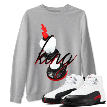 12s Taxi Flip shirts to match jordans 3D King sneaker match tees Air Jordan 12 Taxi Flip SNRT Sneaker Tees streetwear brand Heather Grey 1 unisex cotton tee