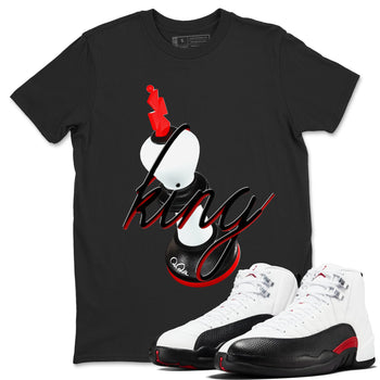 12s Taxi Flip shirts to match jordans 3D King sneaker match tees Air Jordan 12 Taxi Flip SNRT Sneaker Tees streetwear brand Black 1 unisex cotton tee