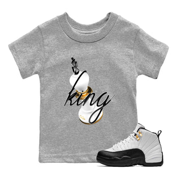 12s Taxi Sneaker match tees – Sneaker Tees To Match Air Jordan 12 Taxi Shoes – 3D King Kids T-Shirt Heather Grey 1