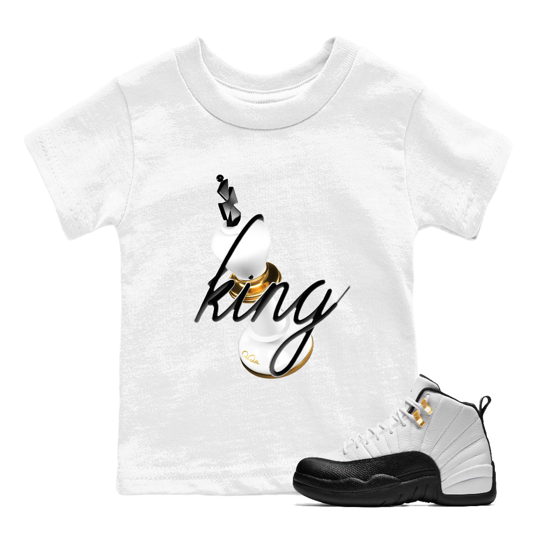 12s Taxi Sneaker match tees – Sneaker Tees To Match Air Jordan 12 Taxi Shoes – 3D King Kids T-Shirt White 1