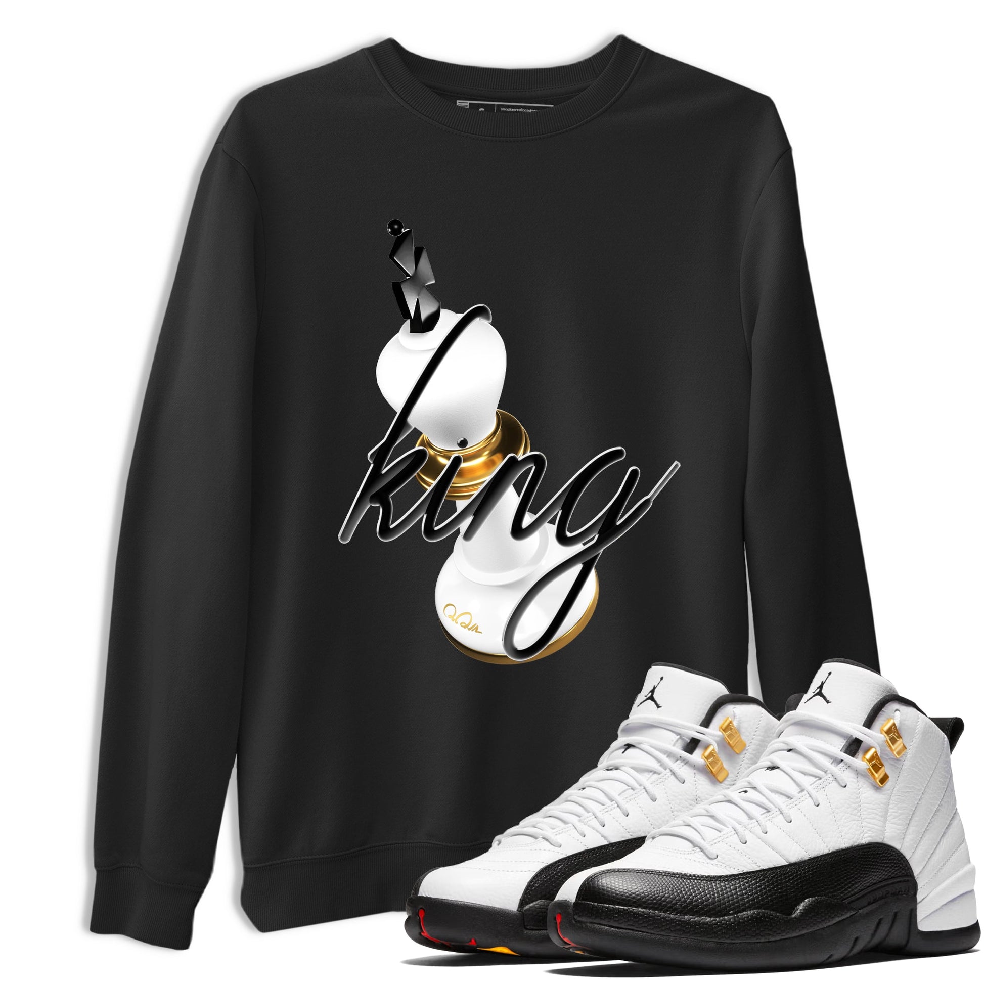 12s Taxi Sneaker match tees – Sneaker Tees To Match Air Jordan 12 Taxi Shoes – 3D King Tee Black 1
