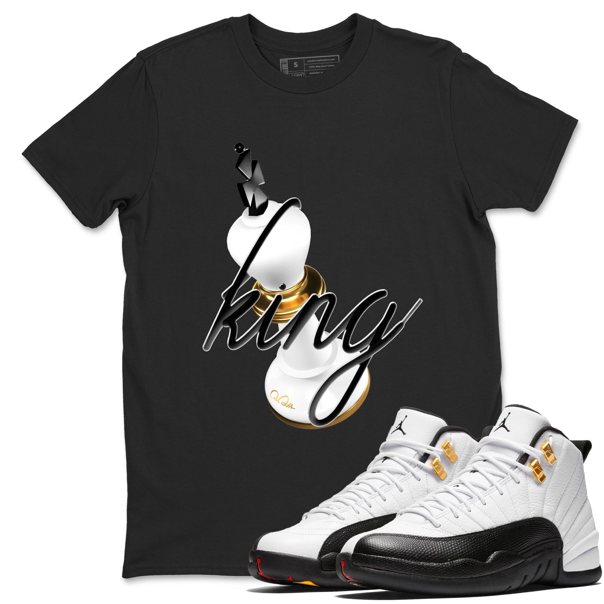 12s Taxi Sneaker match tees – Sneaker Tees To Match Air Jordan 12 Taxi Shoes – 3D King Tee Black 1