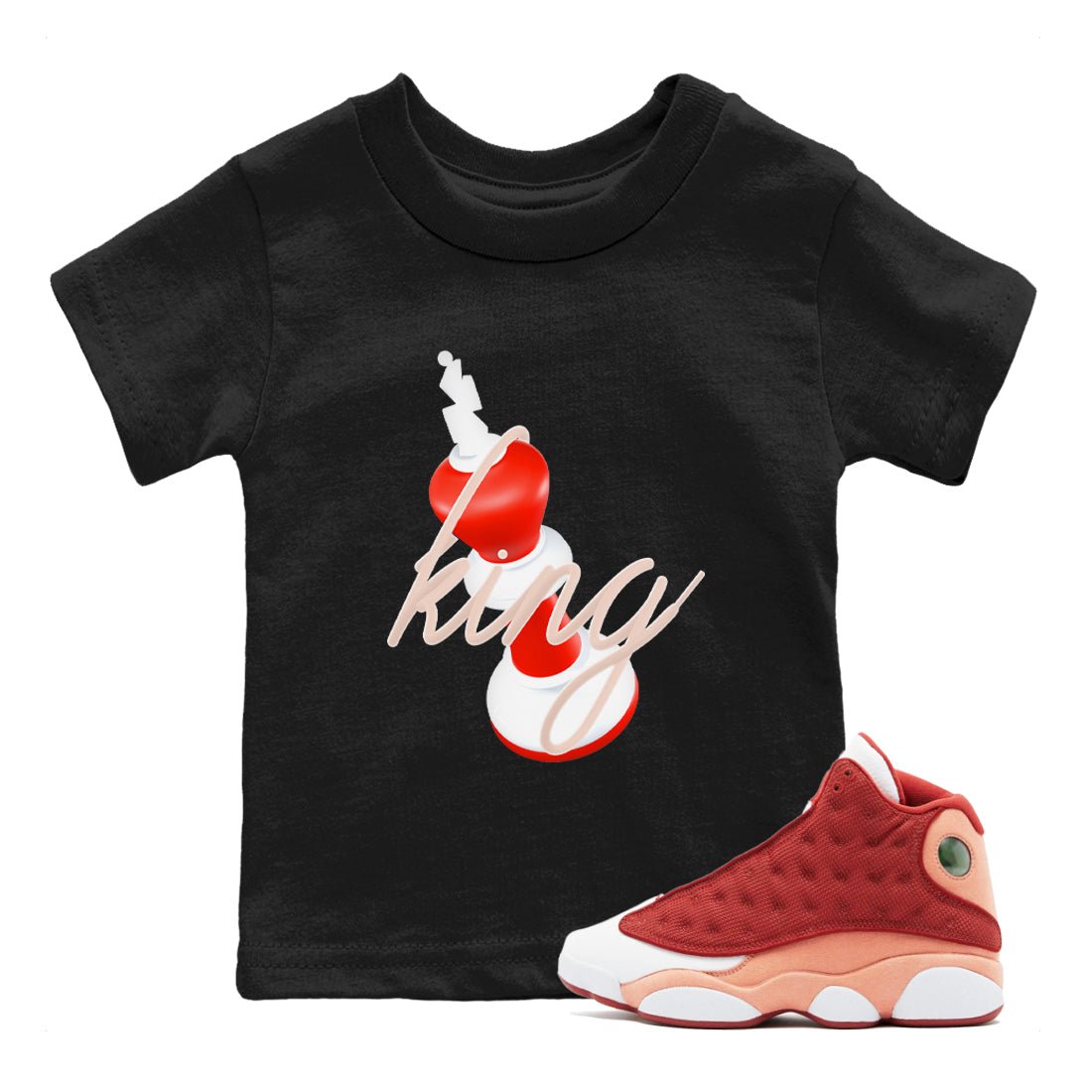 13s Dune Red shirts to match jordans 3D King sneaker match tees Air Jordan 13 Dune Red SNRT Sneaker Tees streetwear brand Baby and Youth Black 1 cotton tee