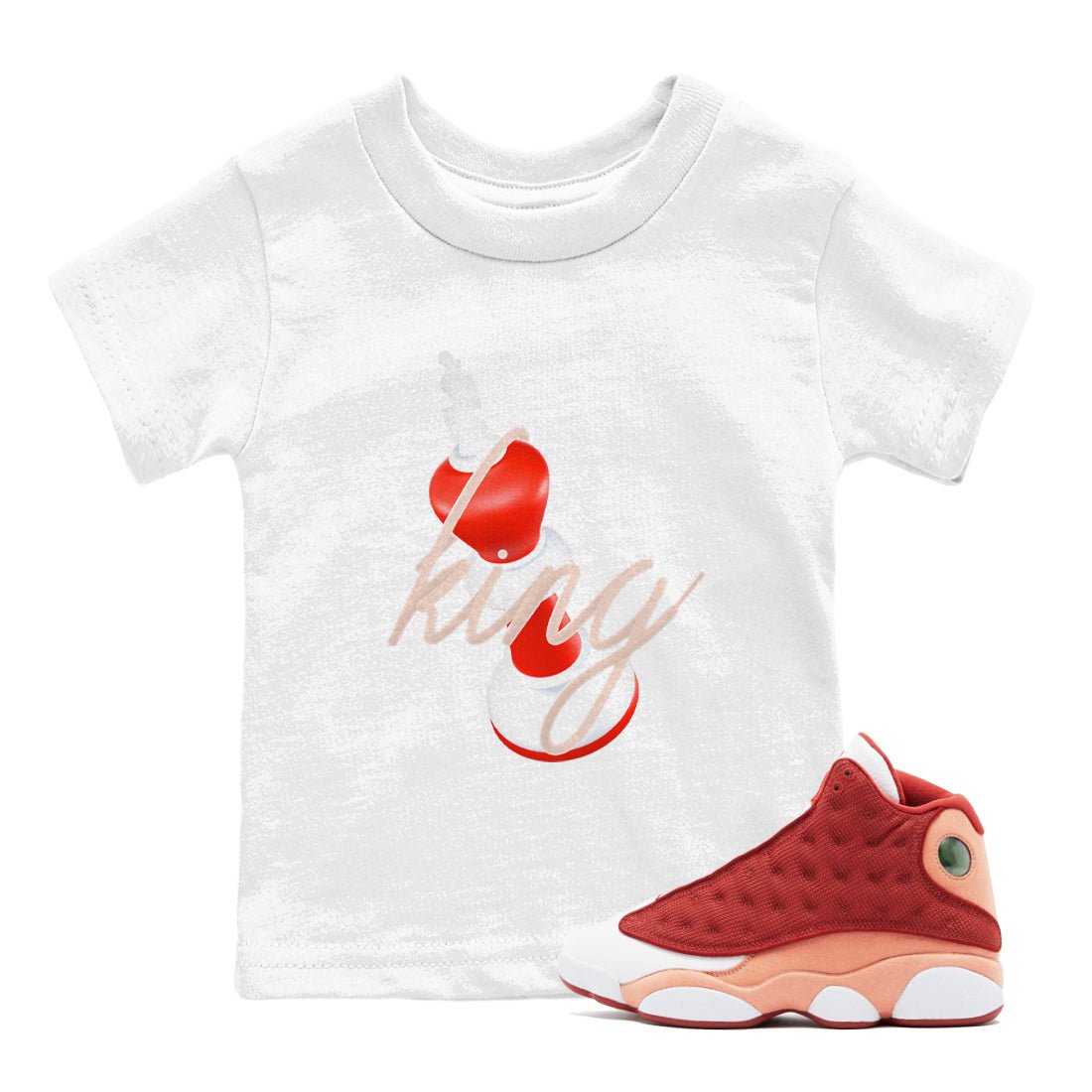 13s Dune Red shirts to match jordans 3D King sneaker match tees Air Jordan 13 Dune Red SNRT Sneaker Tees streetwear brand Baby and Youth White 1 cotton tee