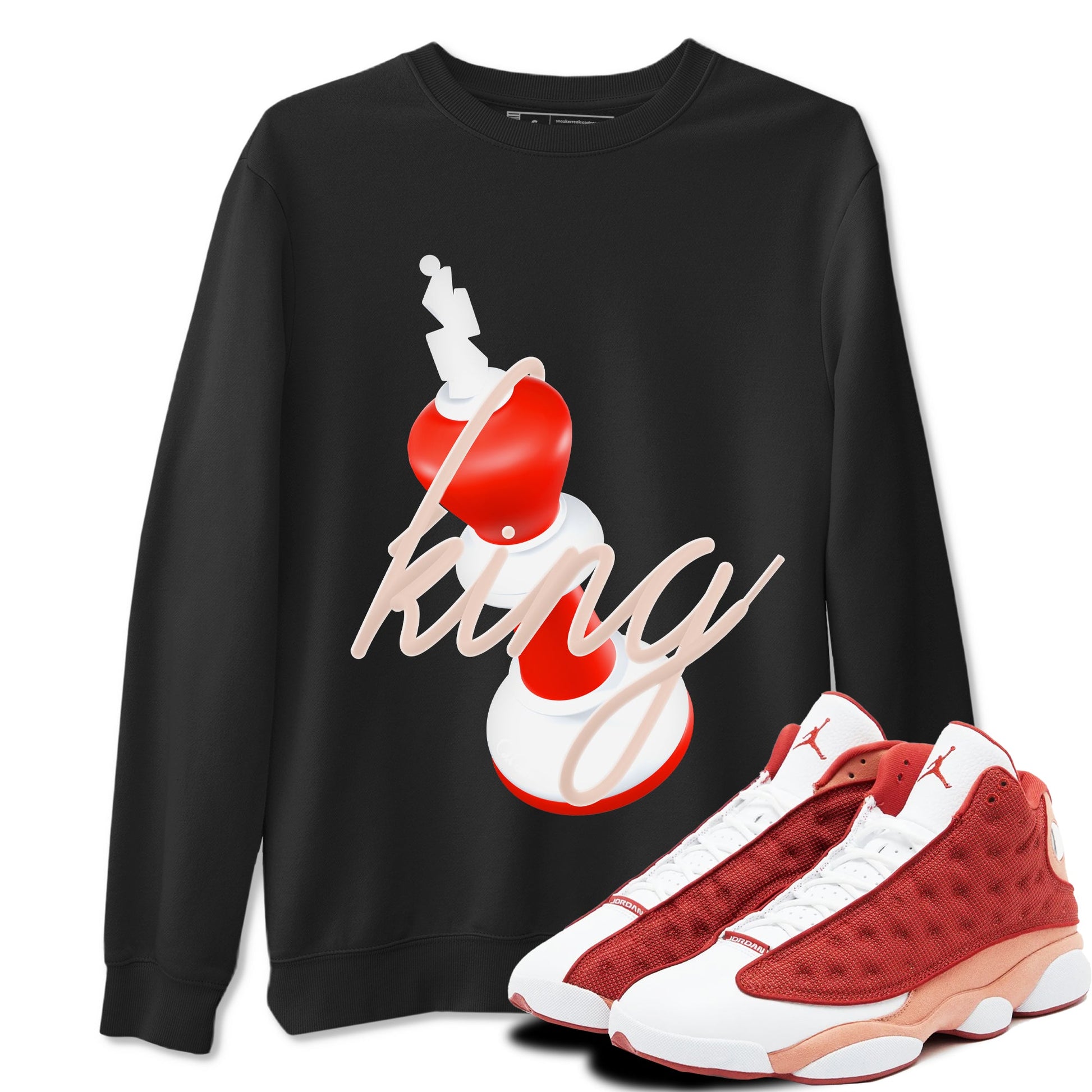 13s Dune Red shirts to match jordans 3D King sneaker match tees Air Jordan 13 Dune Red SNRT Sneaker Tees streetwear brand Black 1 unisex cotton tee