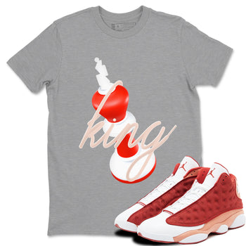 13s Dune Red shirts to match jordans 3D King sneaker match tees Air Jordan 13 Dune Red SNRT Sneaker Tees streetwear brand Heather Grey 1 unisex cotton tee