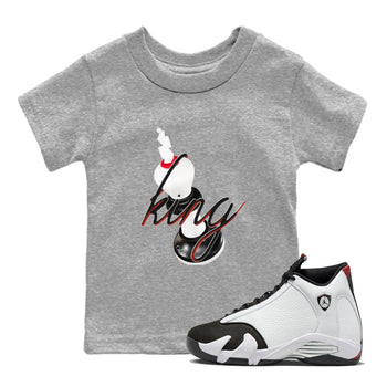 14s Black Toe shirts to match jordans 3D King graphic tees Air Jordan 14 Black Toe t shirts to match sneakers SNRT Sneaker Tees Youth Baby Heather Grey 1 tee