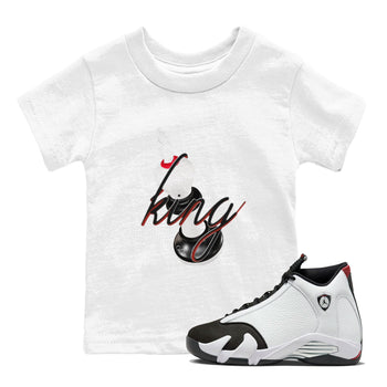 14s Black Toe shirts to match jordans 3D King graphic tees Air Jordan 14 Black Toe t shirts to match sneakers SNRT Sneaker Tees Youth Baby White 1 tee