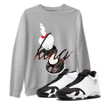 14s Black Toe shirts to match jordans 3D King graphic tees Air Jordan 14 Black Toe t shirts to match sneakers SNRT Sneaker Tees unisex cotton Heather Grey 1 shirts