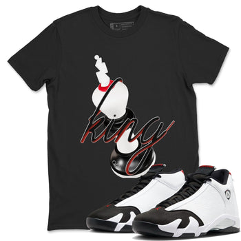 14s Black Toe shirts to match jordans 3D King graphic tees Air Jordan 14 Black Toe t shirts to match sneakers SNRT Sneaker Tees unisex cotton Black 1 shirts