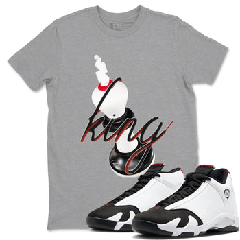 14s Black Toe shirts to match jordans 3D King graphic tees Air Jordan 14 Black Toe t shirts to match sneakers SNRT Sneaker Tees unisex cotton Heather Grey 1 shirts