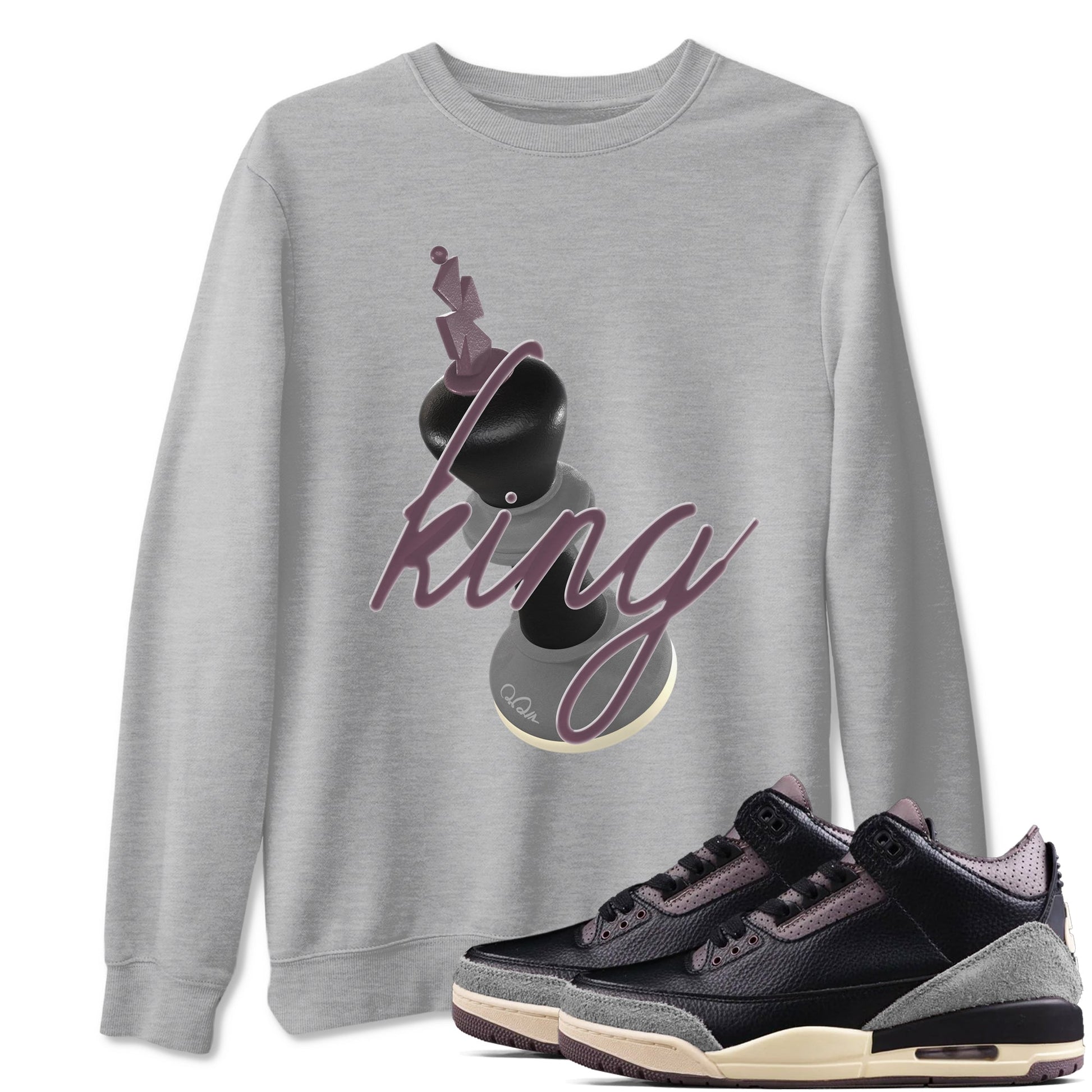 3s A Ma Maniere x Black shirts to match jordans 3D King sneaker match tees A Ma Maniere x Air Jordan 3 _hile You Were Sleeping_neaker Release Tees unisex cotton Heather Grey 1 crew neck shirts