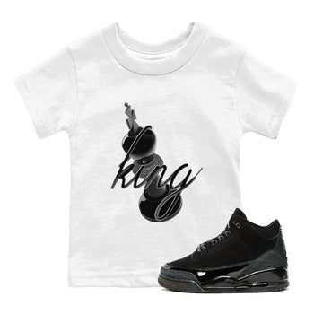 Air Jordan 3 Black Cat shirts to match jordans 3D King sneaker tees 3s Retro Black Cat best t-shirts to wear with jordans SNRT Sneaker Tees Youth Baby White 1 tee