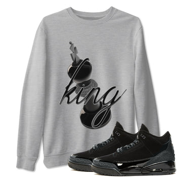Air Jordan 3 Black Cat shirts to match jordans 3D King sneaker tees 3s Retro Black Cat best t-shirts to wear with jordans SNRT Sneaker Tees unisex cotton Heather Grey 1 shirts