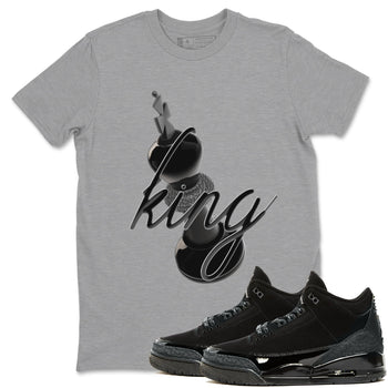 Air Jordan 3 Black Cat shirts to match jordans 3D King sneaker tees 3s Retro Black Cat best t-shirts to wear with jordans SNRT Sneaker Tees unisex cotton Heather Grey 1 shirts