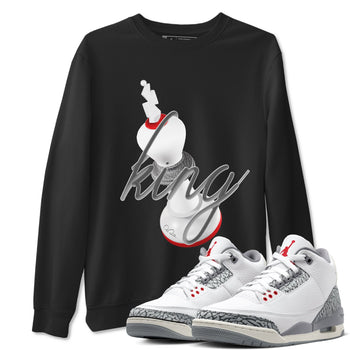 3s Cement Grey shirts to match jordans 3D King sneaker match tees Air Jordan 3 Cement Grey SNRT Sneaker Release Tees unisex cotton Black 1 crew neck shirts
