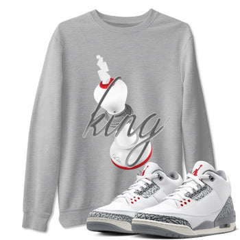 3s Cement Grey shirts to match jordans 3D King sneaker match tees Air Jordan 3 Cement Grey SNRT Sneaker Release Tees unisex cotton Heather Grey 1 crew neck shirts