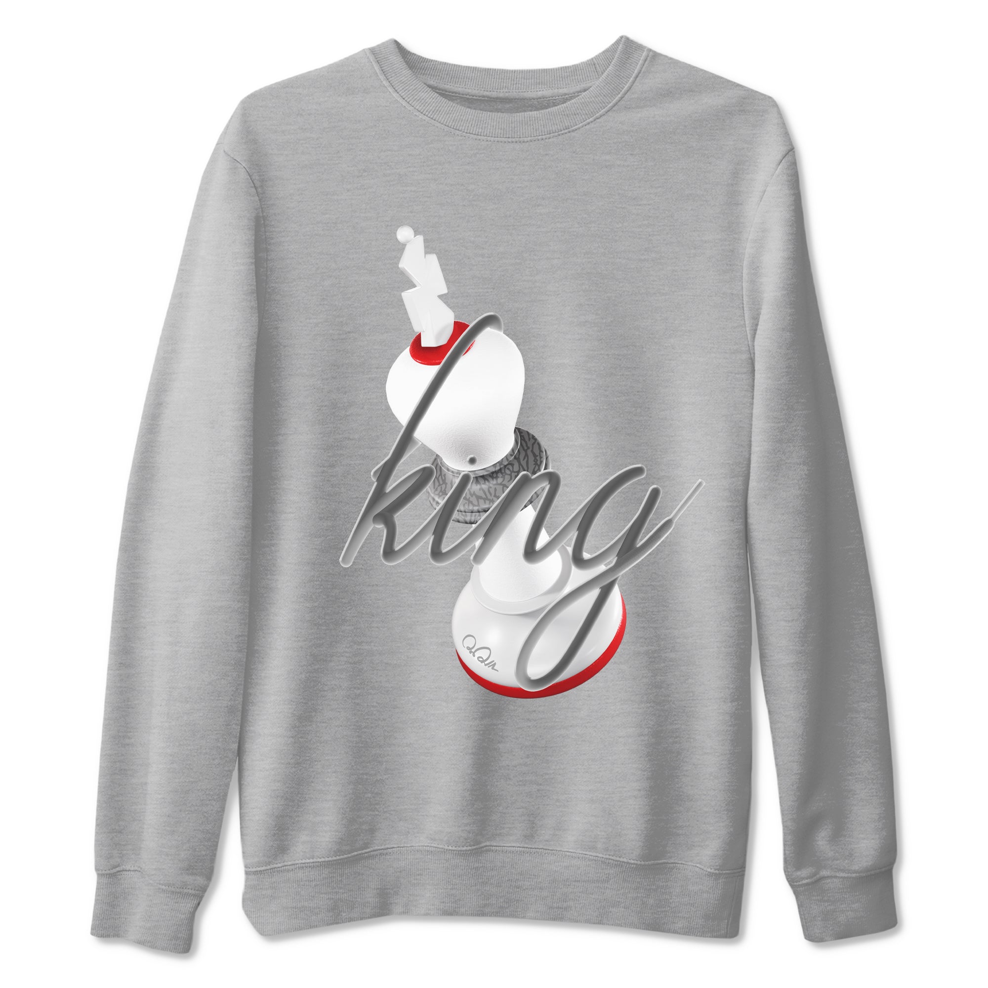 3s Cement Grey shirts to match jordans 3D King sneaker match tees Air Jordan 3 Cement Grey SNRT Sneaker Release Tees unisex cotton Heather Grey 2 crew neck shirts