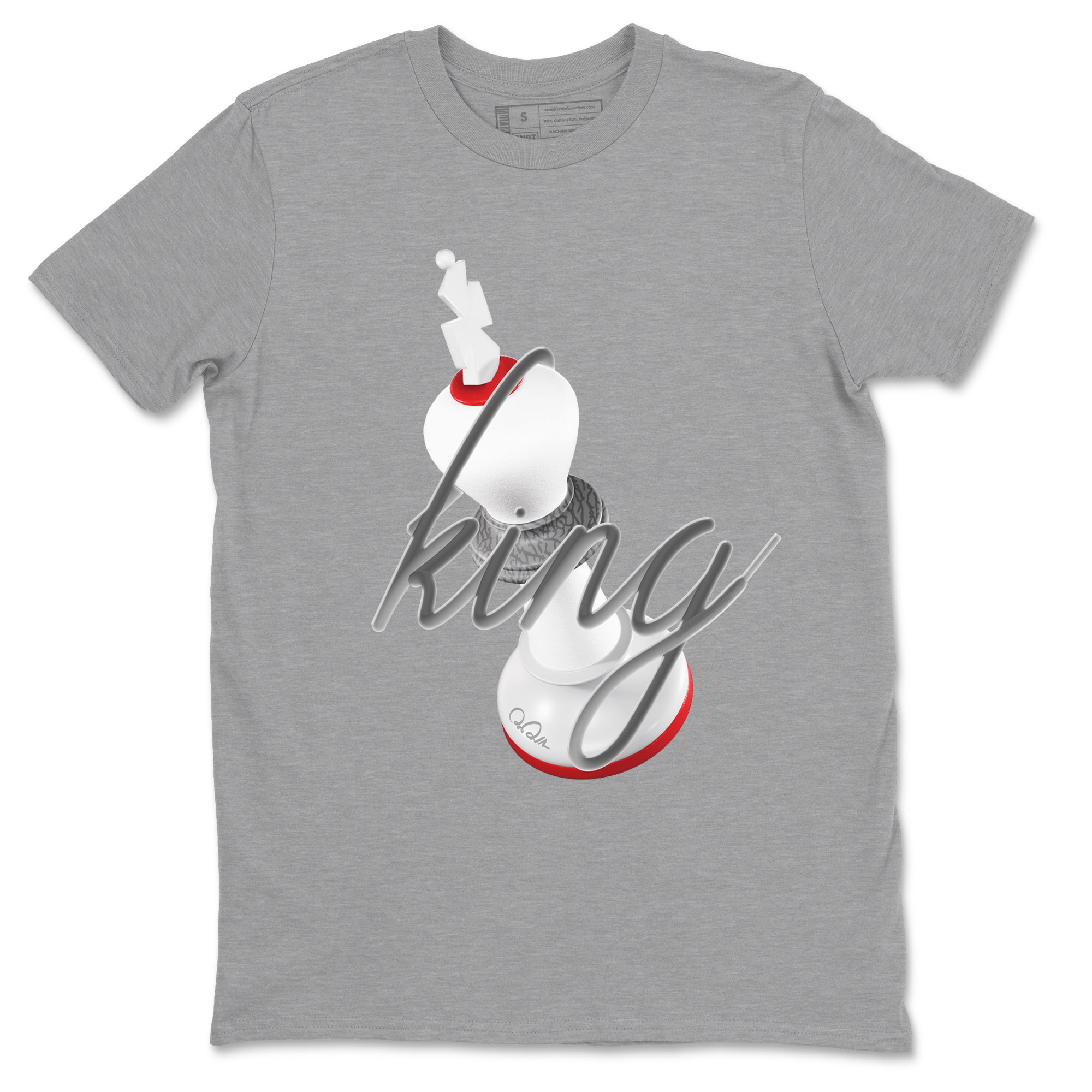 3s Cement Grey shirts to match jordans 3D King sneaker match tees Air Jordan 3 Cement Grey SNRT Sneaker Release Tees unisex cotton Heather Grey 2 crew neck shirts