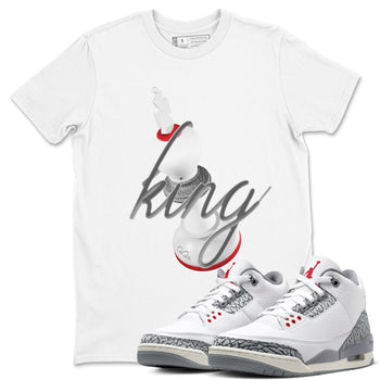 3s Cement Grey shirts to match jordans 3D King sneaker match tees Air Jordan 3 Cement Grey SNRT Sneaker Release Tees unisex cotton White 1 crew neck shirts