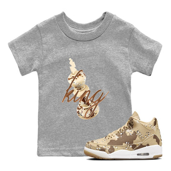 AJ3 Desert Camo shirts to match jordans 3D King sneaker match tees Air Jordan 3 Desert Camo SNRT Sneaker Tees streetwear brand Baby and Youth Heather Grey 1 cotton tee
