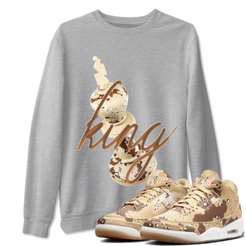 AJ3 Desert Camo shirts to match jordans 3D King sneaker match tees Air Jordan 3 Desert Camo SNRT Sneaker Tees streetwear brand Heather Grey 1 unisex cotton tee