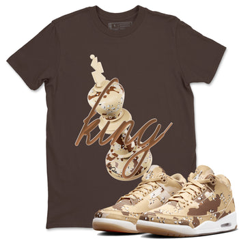 AJ3 Desert Camo shirts to match jordans 3D King sneaker match tees Air Jordan 3 Desert Camo SNRT Sneaker Tees streetwear brand Dark Chocolate 1 unisex cotton tee