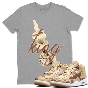AJ3 Desert Camo shirts to match jordans 3D King sneaker match tees Air Jordan 3 Desert Camo SNRT Sneaker Tees streetwear brand Heather Grey 1 unisex cotton tee