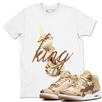 AJ3 Desert Camo shirts to match jordans 3D King sneaker match tees Air Jordan 3 Desert Camo SNRT Sneaker Tees streetwear brand White 1 unisex cotton tee