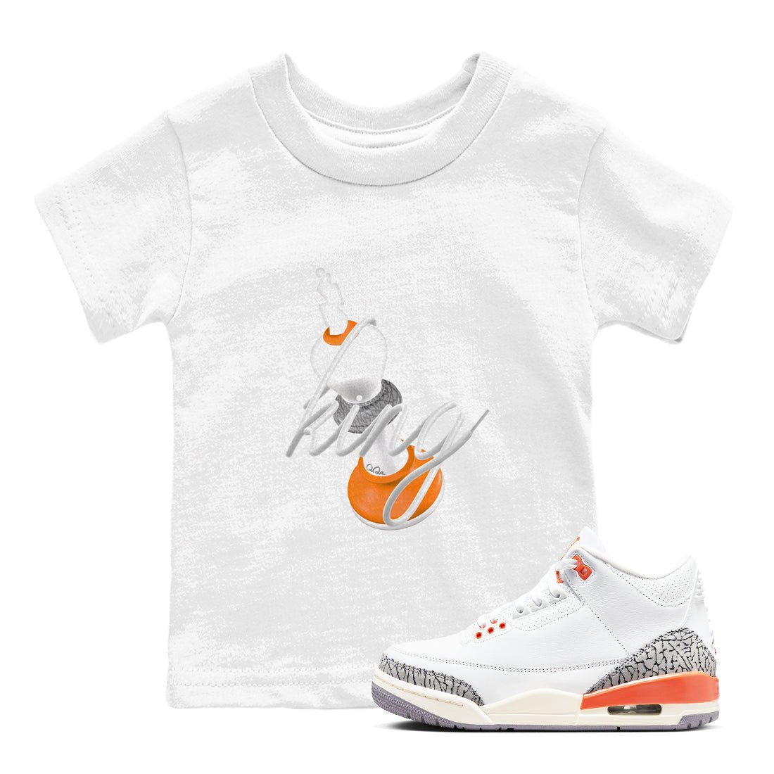 3s Georgia Peach shirt to match jordans 3D King sneaker tees Air Jordan 3 Georgia Peach SNRT sneaker release tees baby toddler White 1 cotton Shirt