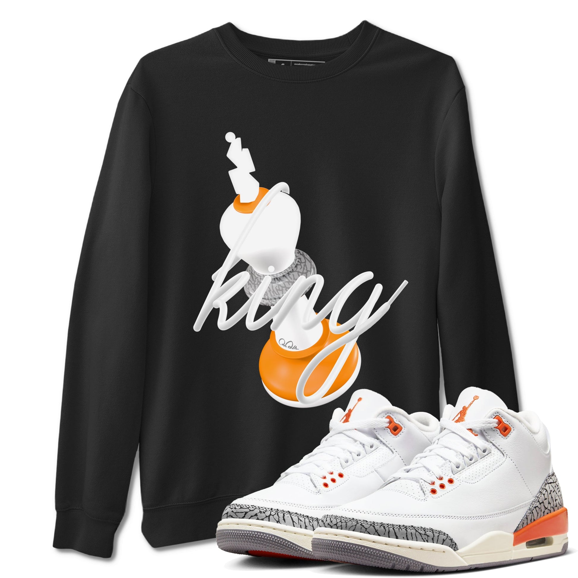 3s Georgia Peach shirt to match jordans 3D King sneaker tees Air Jordan 3 Georgia Peach SNRT Sneaker Release Tees unisex cotton Black 1 crew neck shirt
