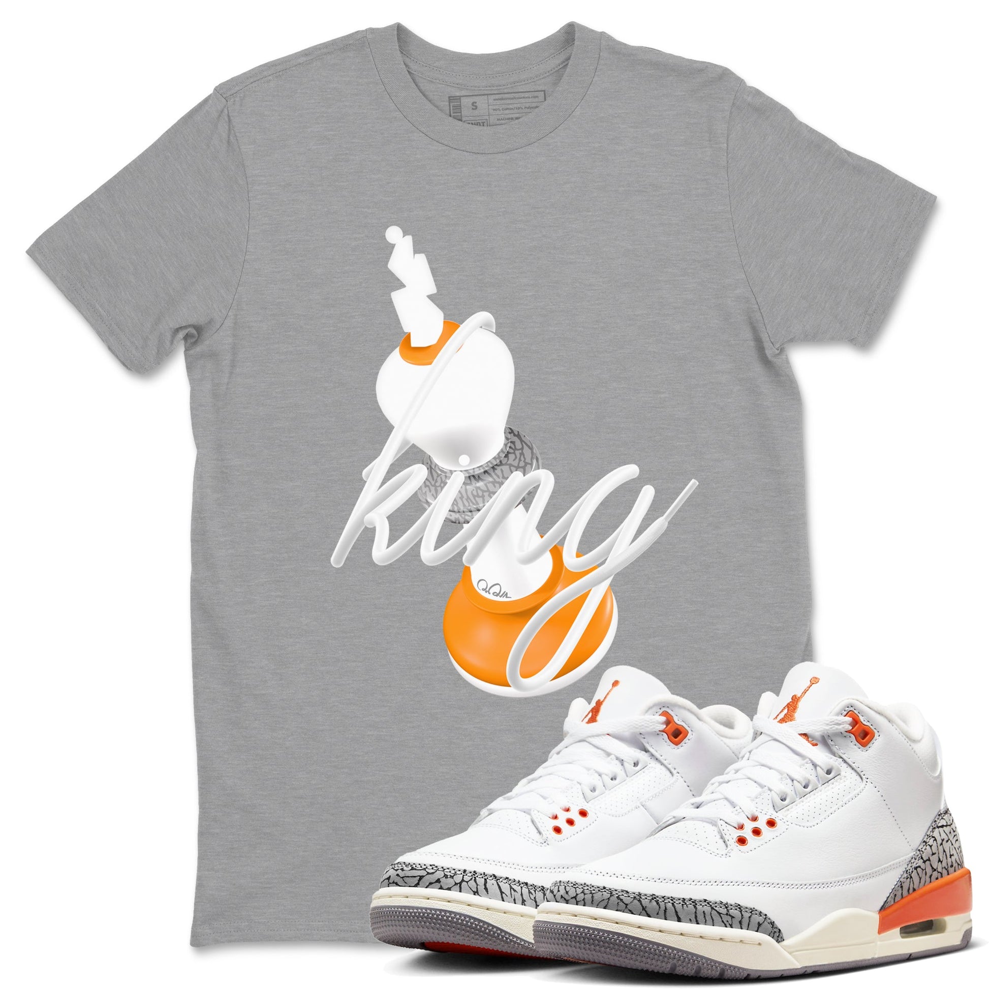 3s Georgia Peach shirt to match jordans 3D King sneaker tees Air Jordan 3 Georgia Peach SNRT Sneaker Release Tees unisex cotton Heather Grey 1 crew neck shirt