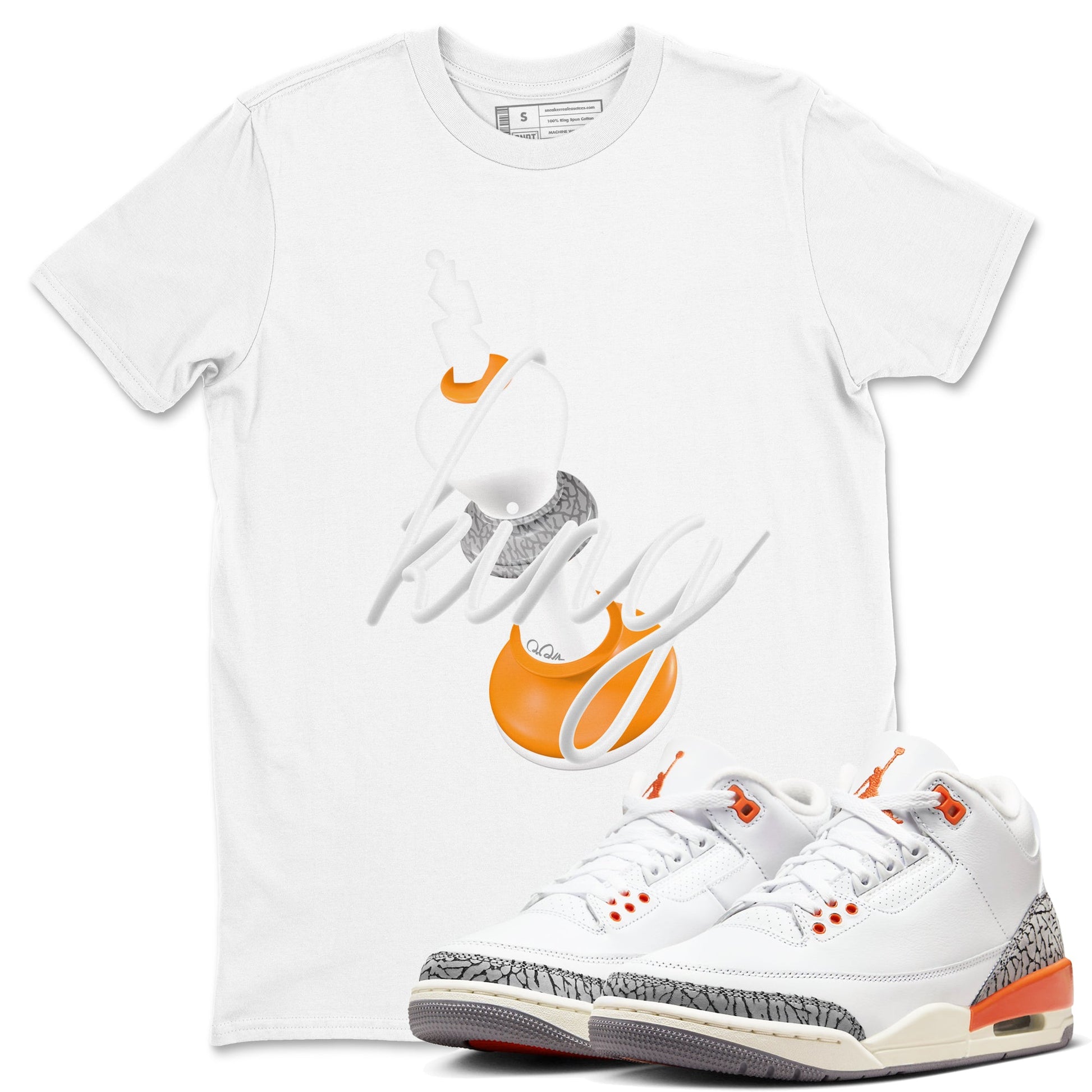 3s Georgia Peach shirt to match jordans 3D King sneaker tees Air Jordan 3 Georgia Peach SNRT Sneaker Release Tees unisex cotton White 1 crew neck shirt