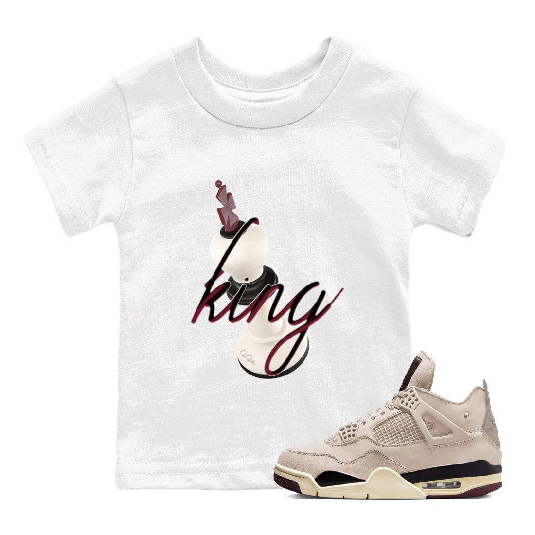 4s A Ma Maniere x Fossil Stone shirts to match jordans 3D King sneaker match tees Air Jordan 4 A Ma Maniere x Fossil Stone match shoes to clothes SNRT Sneaker Tees Youth Baby White 1 tee