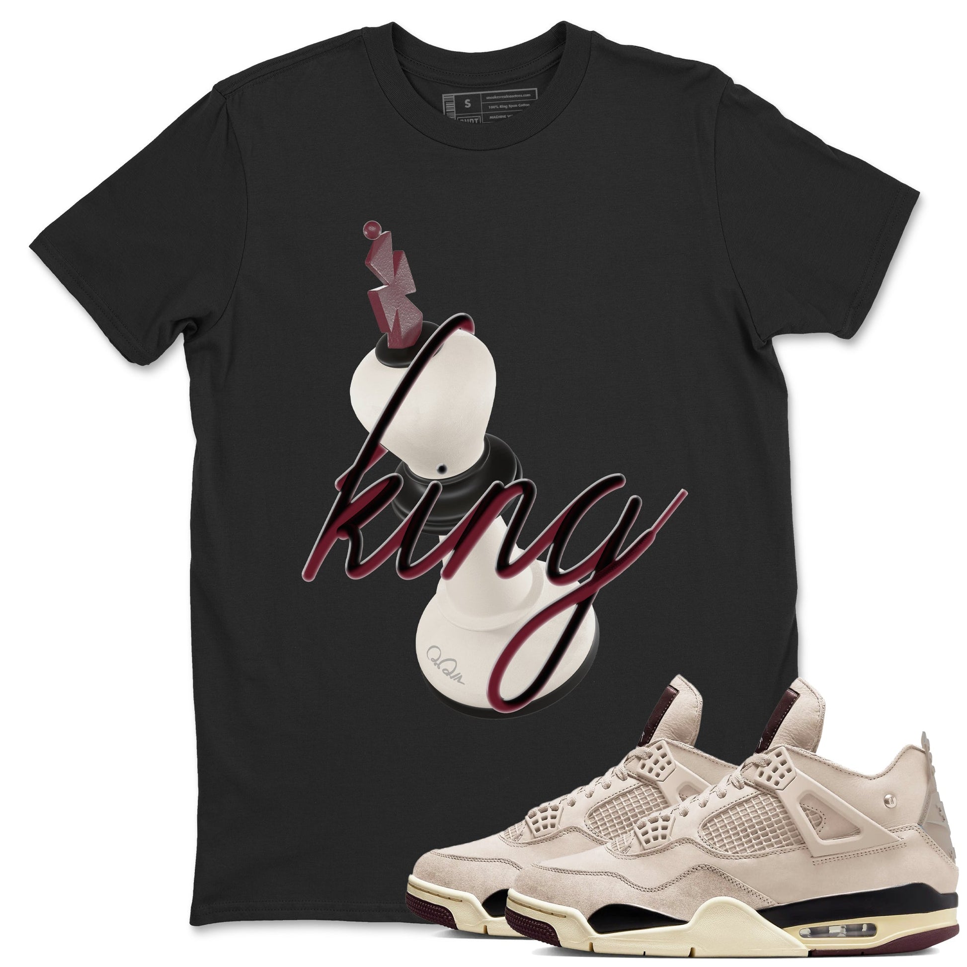 4s A Ma Maniere x Fossil Stone shirts to match jordans 3D King sneaker match tees Air Jordan 4 A Ma Maniere x Fossil Stone match shoes to clothes SNRT Sneaker Tees unisex cotton Black 1 shirts