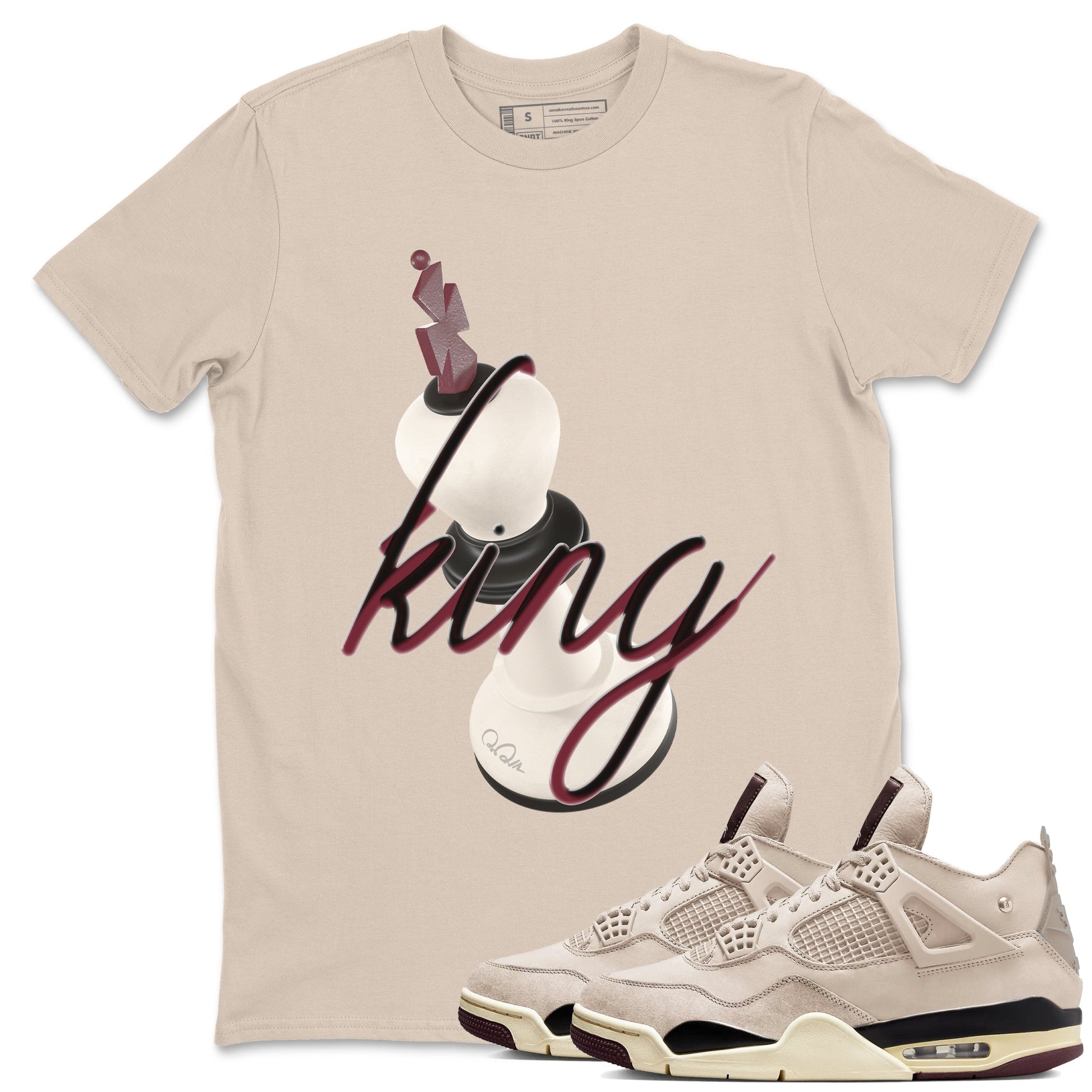 4s A Ma Maniere x Fossil Stone shirts to match jordans 3D King sneaker match tees Air Jordan 4 A Ma Maniere x Fossil Stone match shoes to clothes SNRT Sneaker Tees unisex cotton Sand 1 shirts