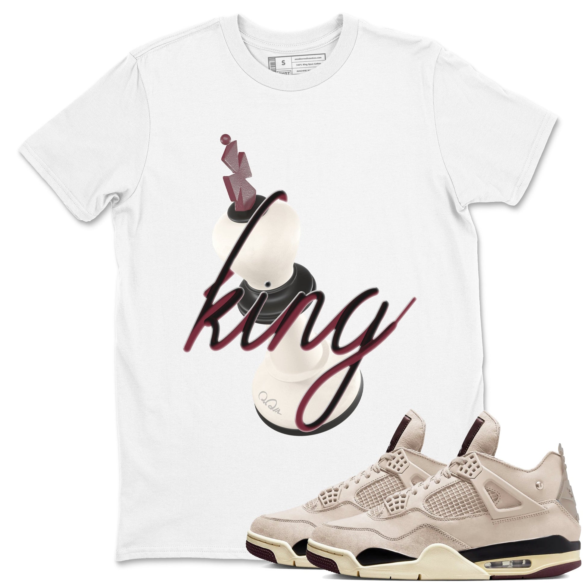 4s A Ma Maniere x Fossil Stone shirts to match jordans 3D King sneaker match tees Air Jordan 4 A Ma Maniere x Fossil Stone match shoes to clothes SNRT Sneaker Tees unisex cotton White 1 shirts