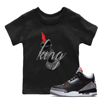 4s Black Cement shirts to match jordans 3D King sneaker match tees Air Jordan 4 Black Cement match shoes to clothes SNRT Sneaker Tees Youth Baby Black 1 tee